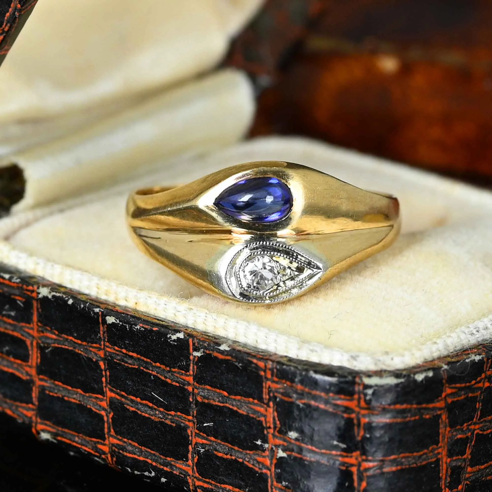 14K Gold Diamond Sapphire Ring