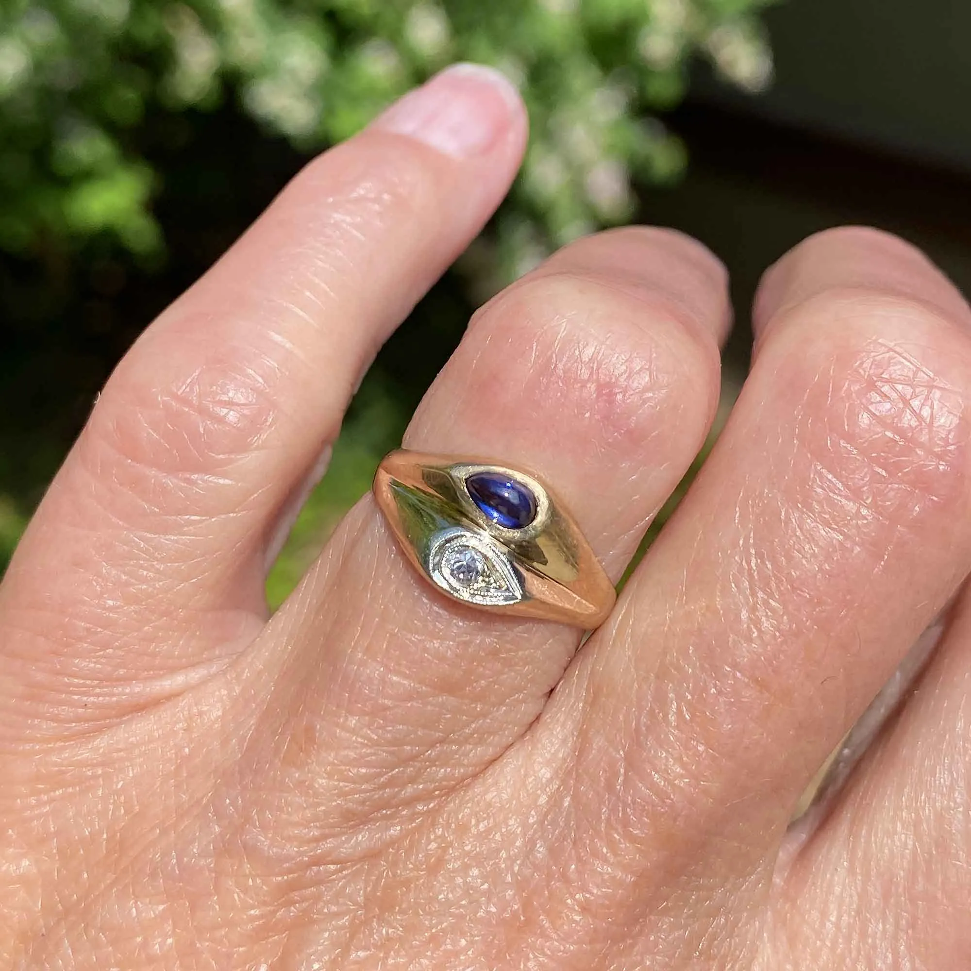 14K Gold Diamond Sapphire Ring