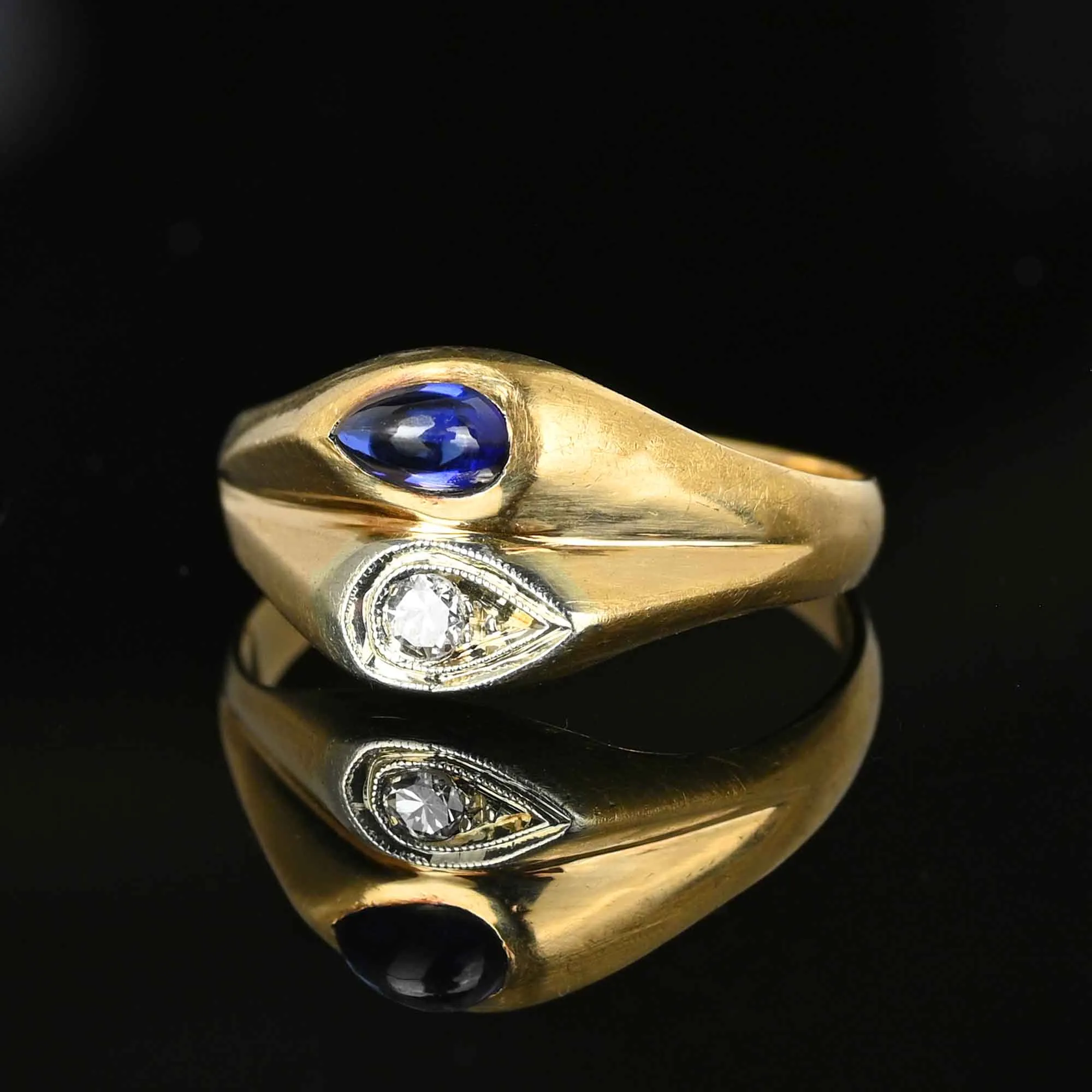 14K Gold Diamond Sapphire Ring