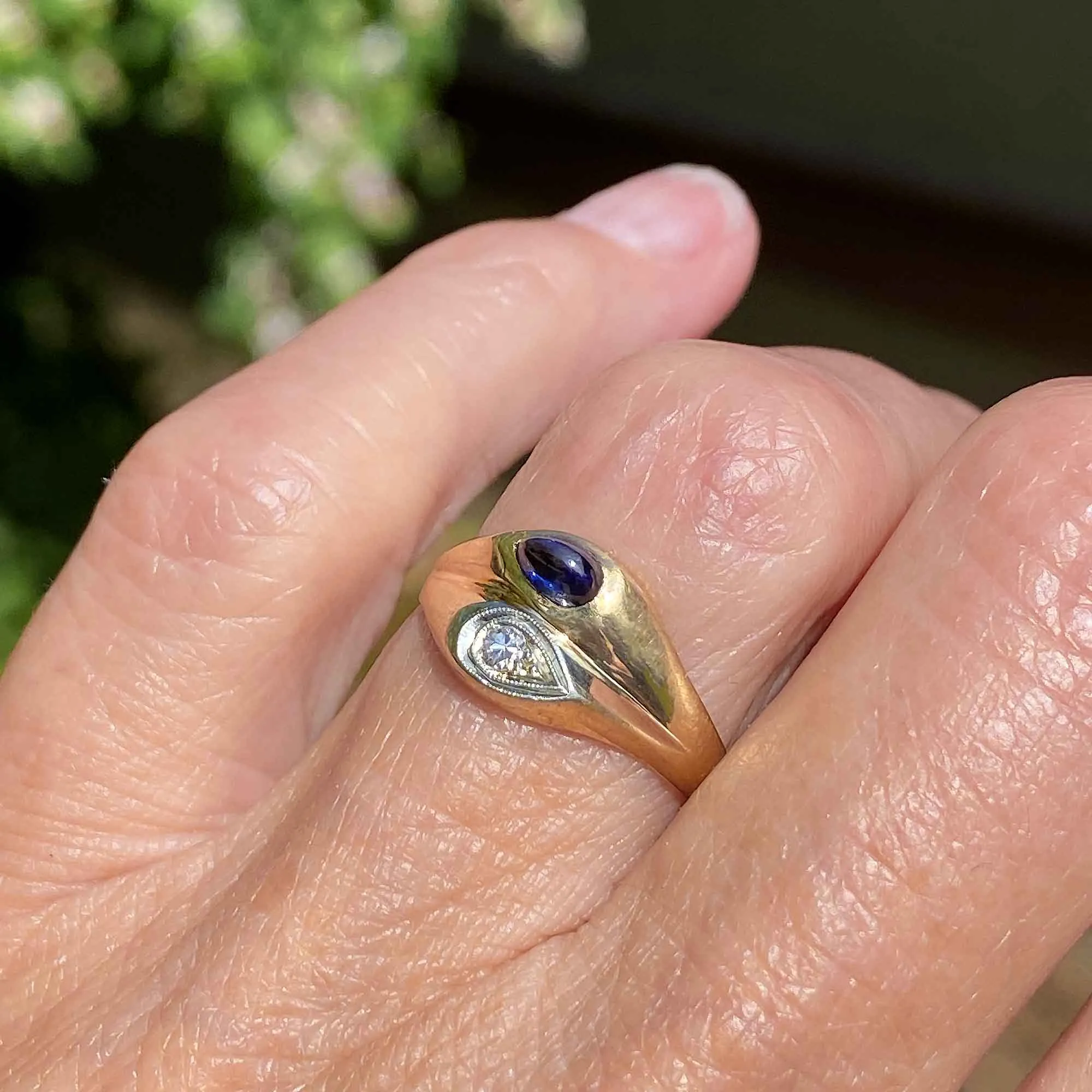 14K Gold Diamond Sapphire Ring