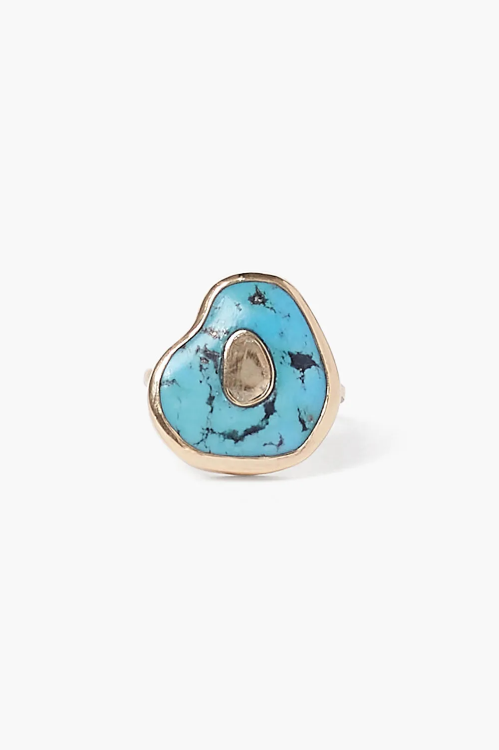 14k Turquoise Gemstone Ring with Oasis Design