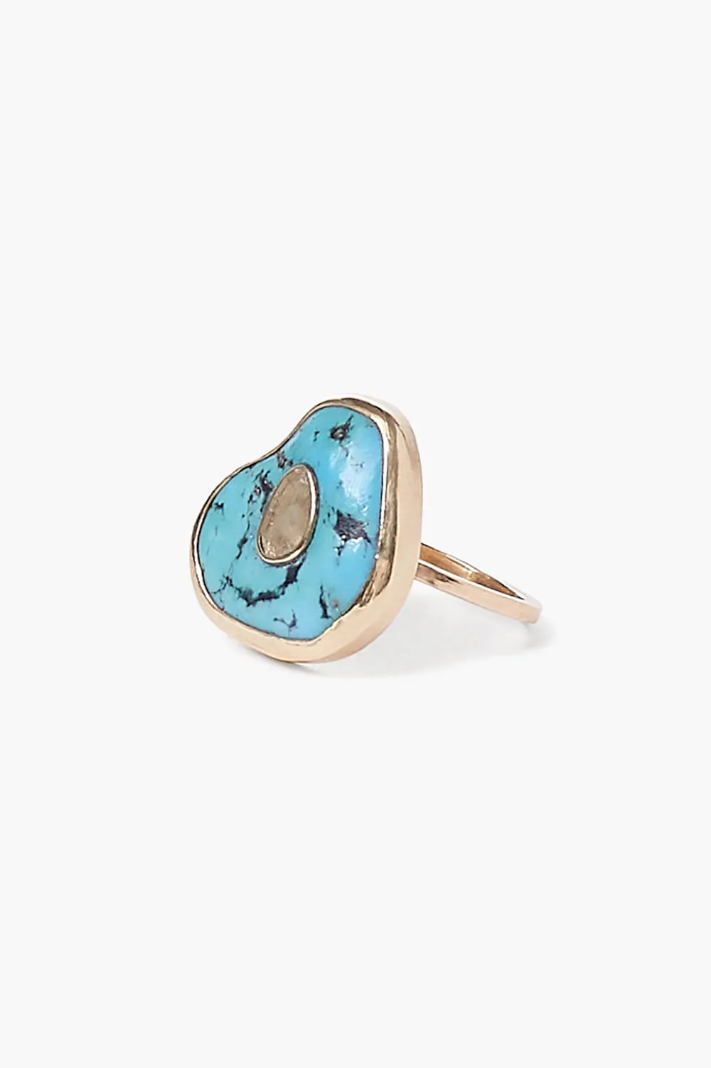 14k Turquoise Gemstone Ring with Oasis Design