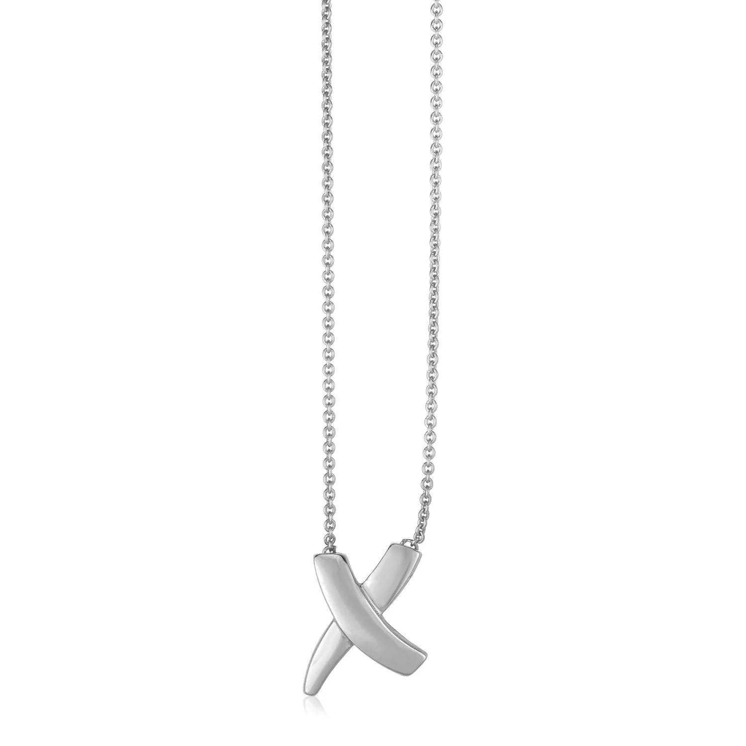 14K White Gold Polished X Necklacerx93307-17-rx93307-17