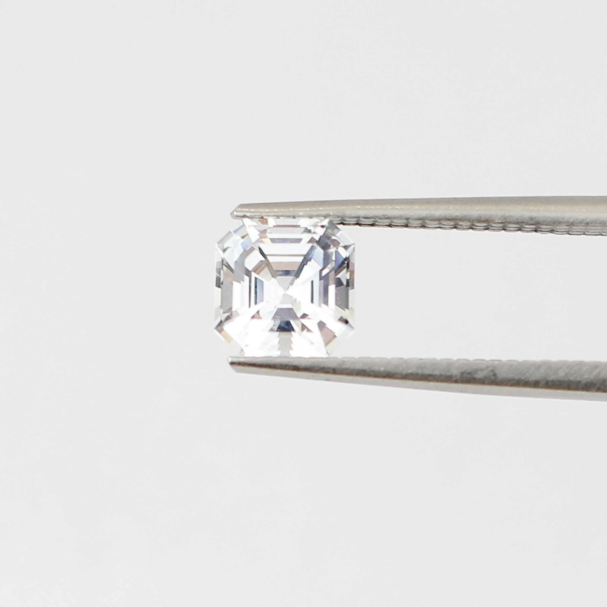 1.56 carat white sapphire with Asher cut