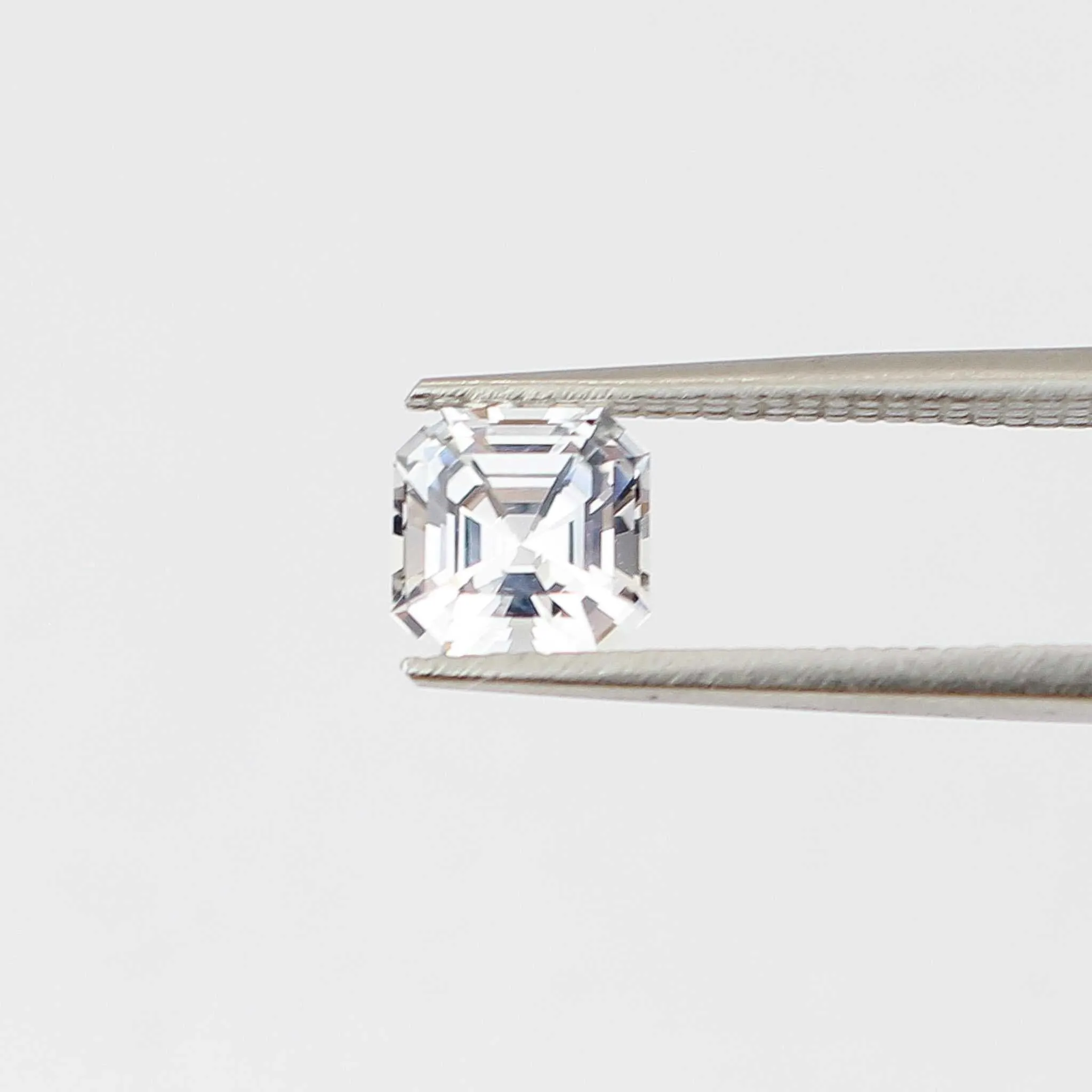 1.56 carat white sapphire with Asher cut