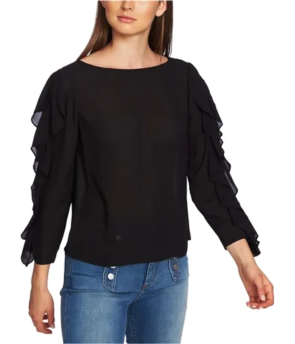 1.State Womens Ruffled Sleeve Cold Shoulder Blouse