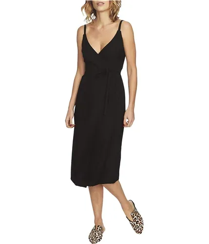 1.State Womens Solid Midi Wrap Dress