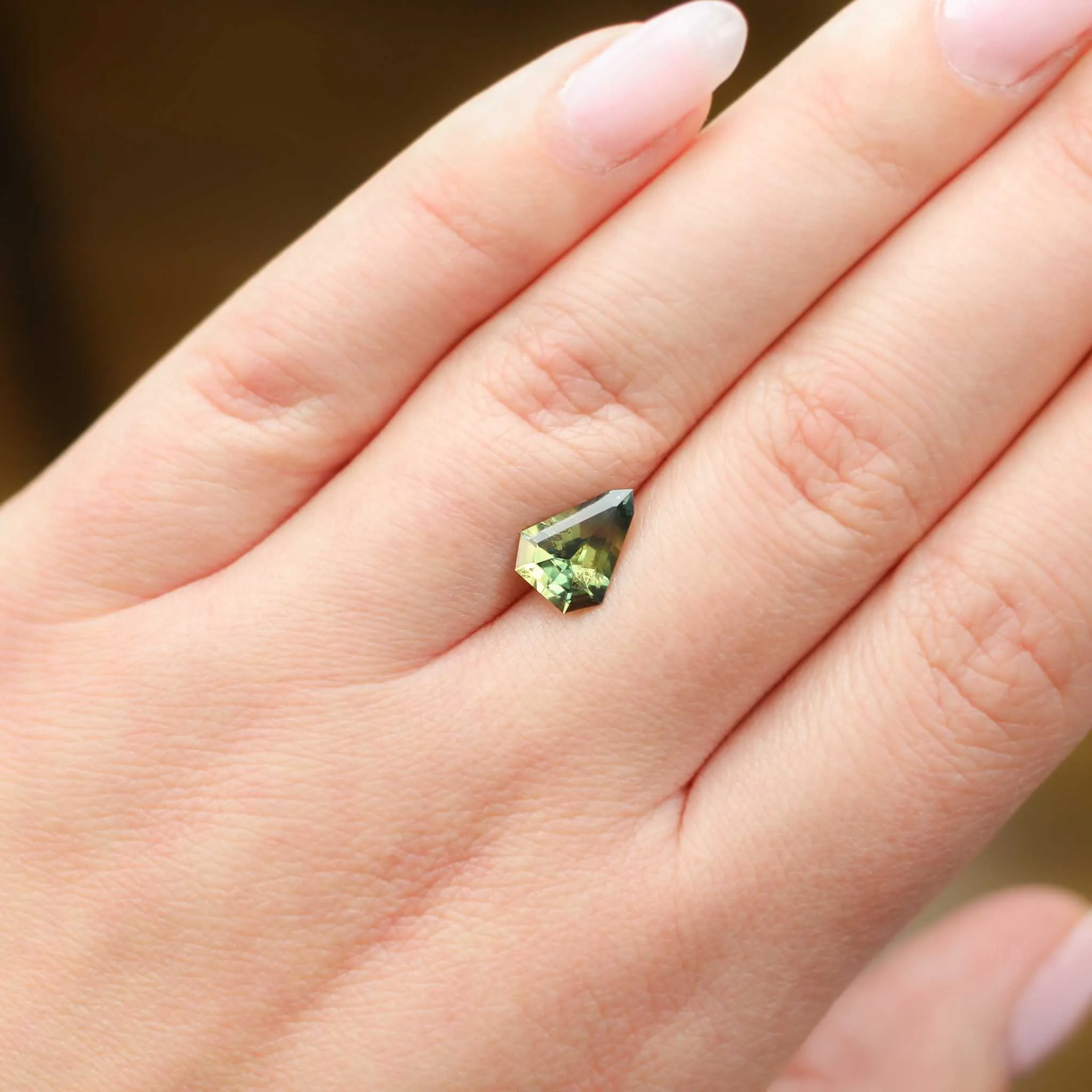 2.15 carat Yellow and Green Parti Sapphire Shield