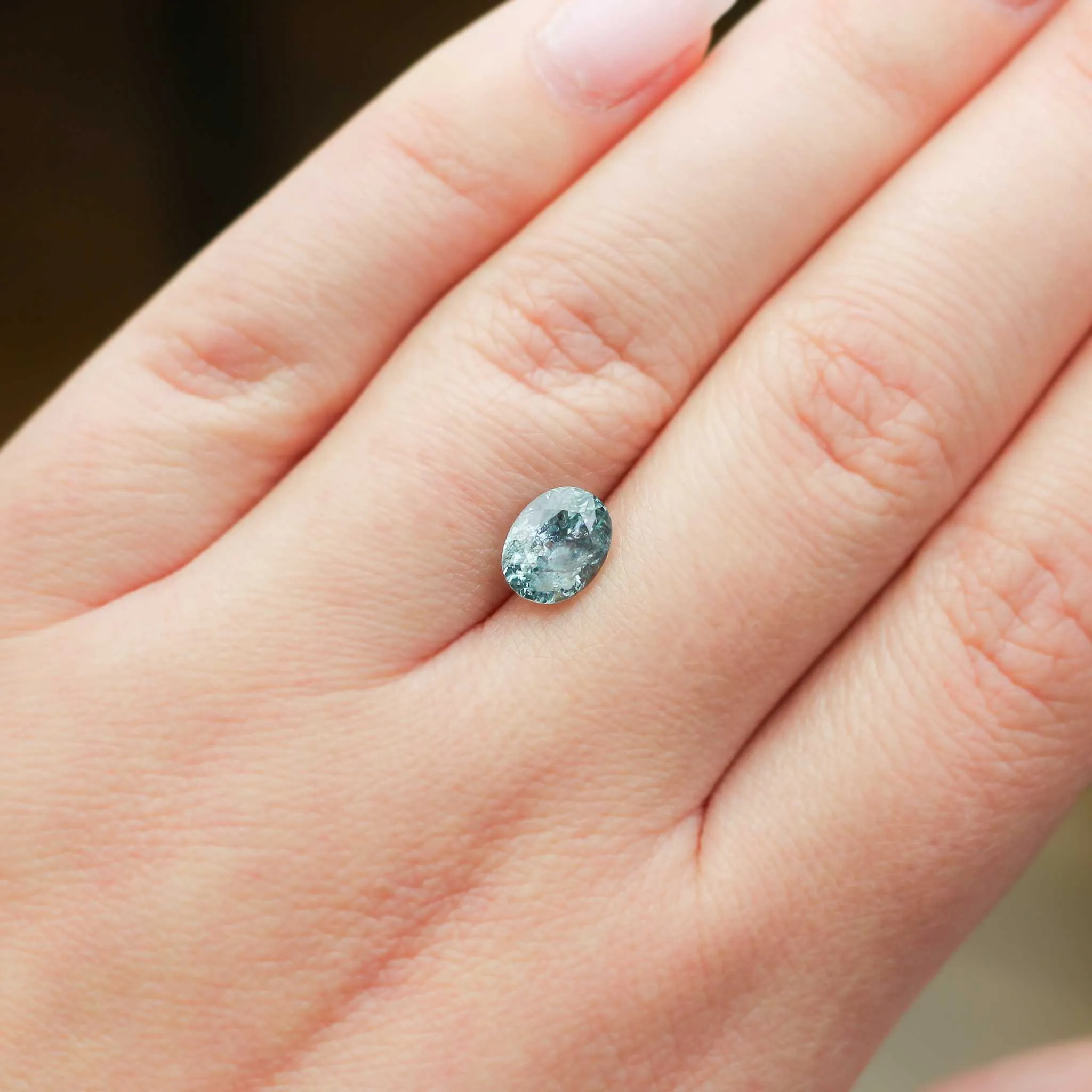 2.27 carat Oval Sea Foam Blue Sapphire for sale.