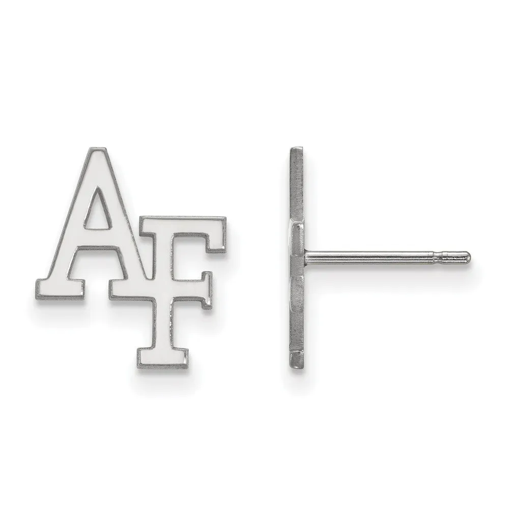 Air Force Academy Post Earrings, 14k White Gold