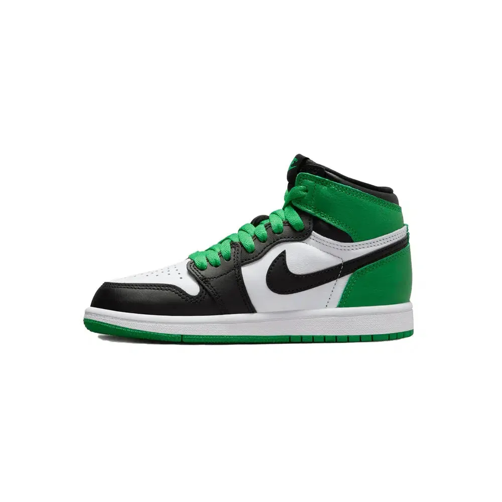 Air Jordan 1 Lucky Green for toddlers and preschoolers.