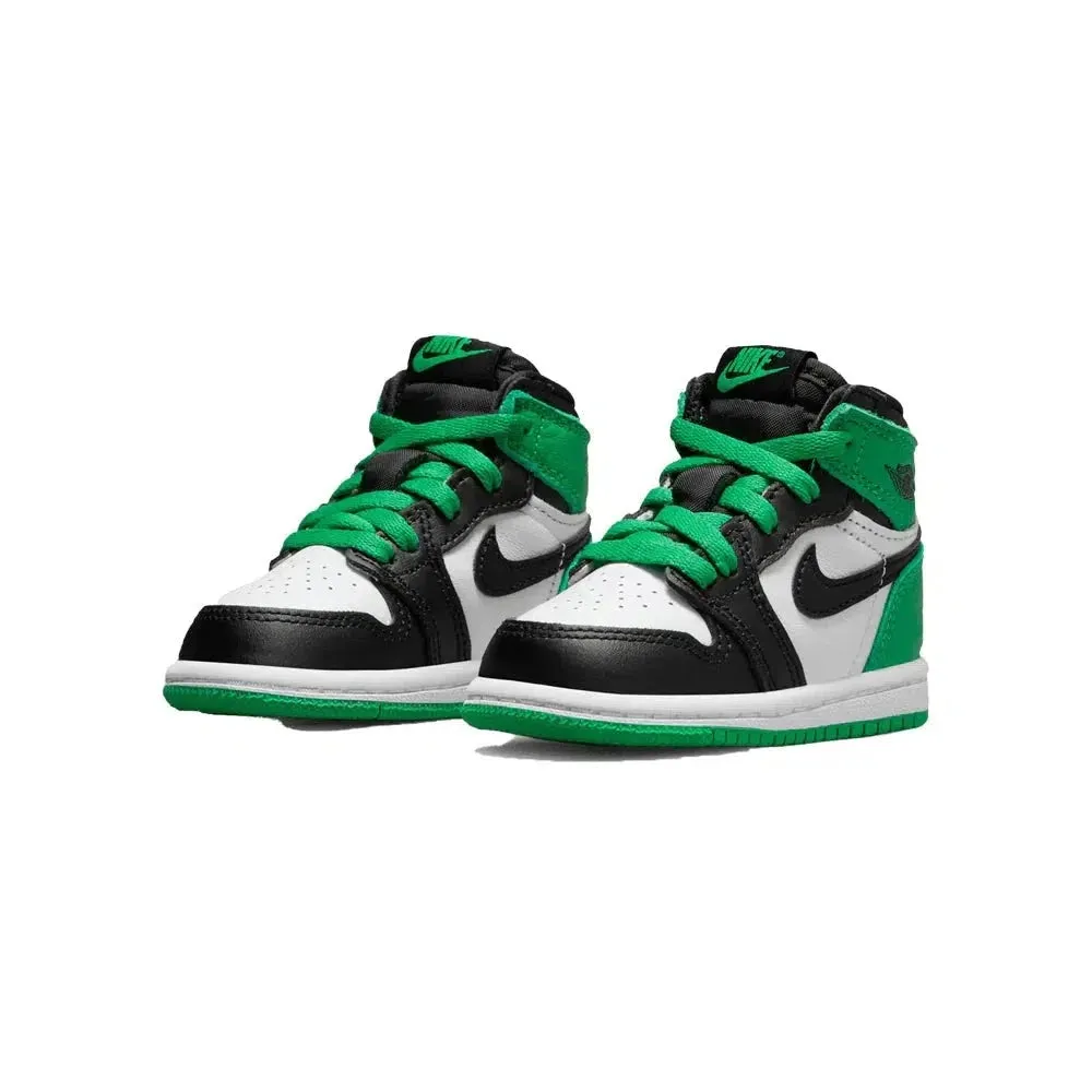 Air Jordan 1 Lucky Green for toddlers and preschoolers.