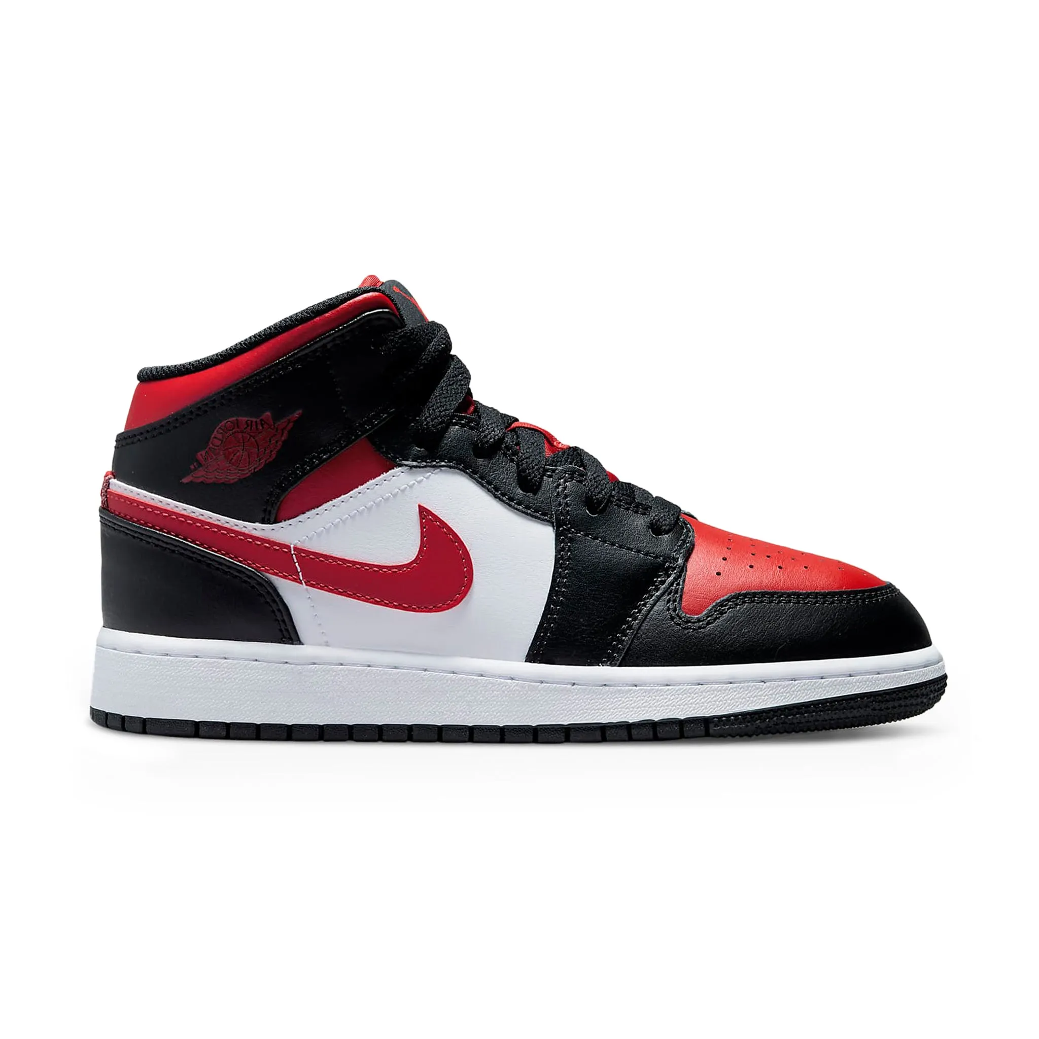 Air Jordan 1 Mid Black Fire Red (Grade School)