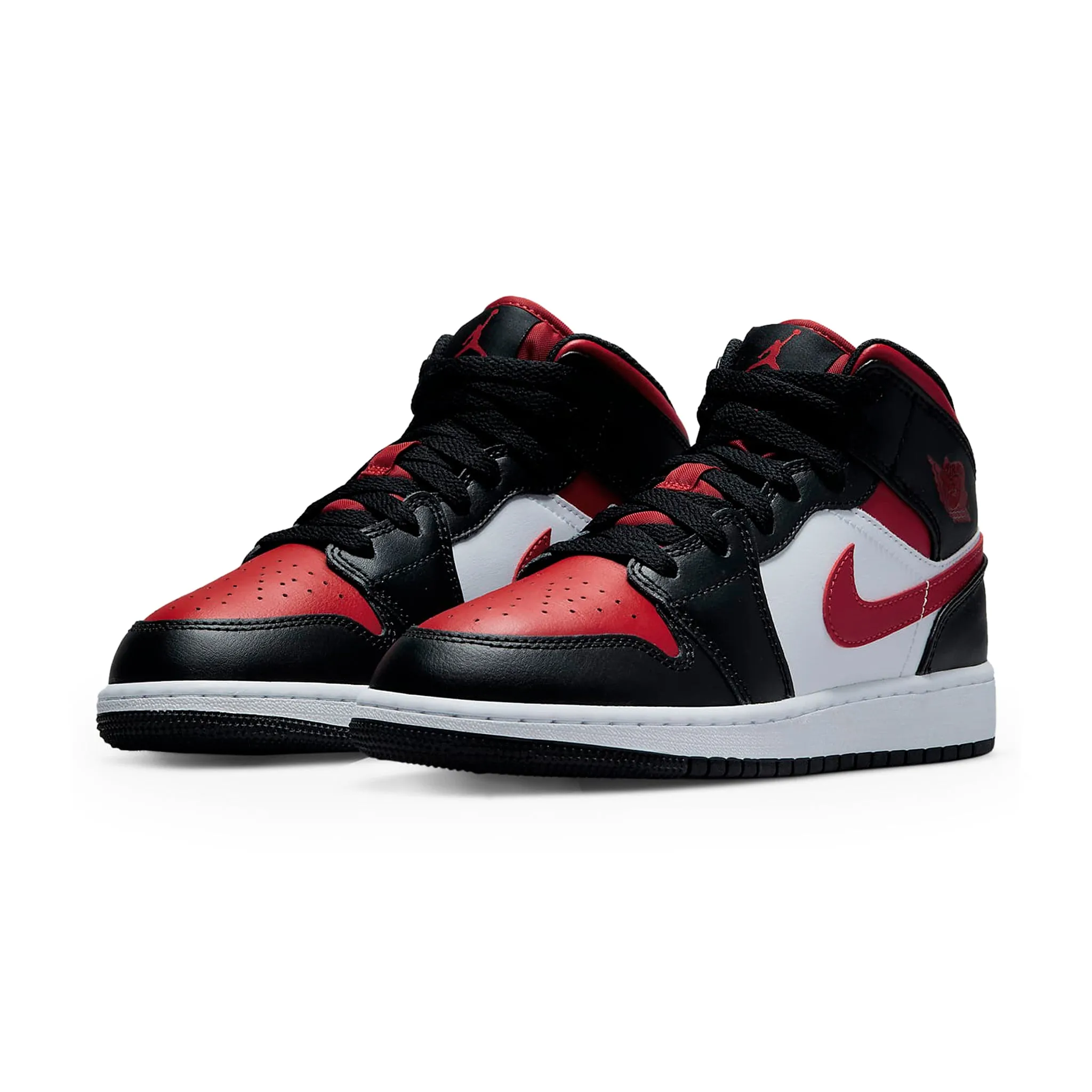 Air Jordan 1 Mid Black Fire Red (Grade School)