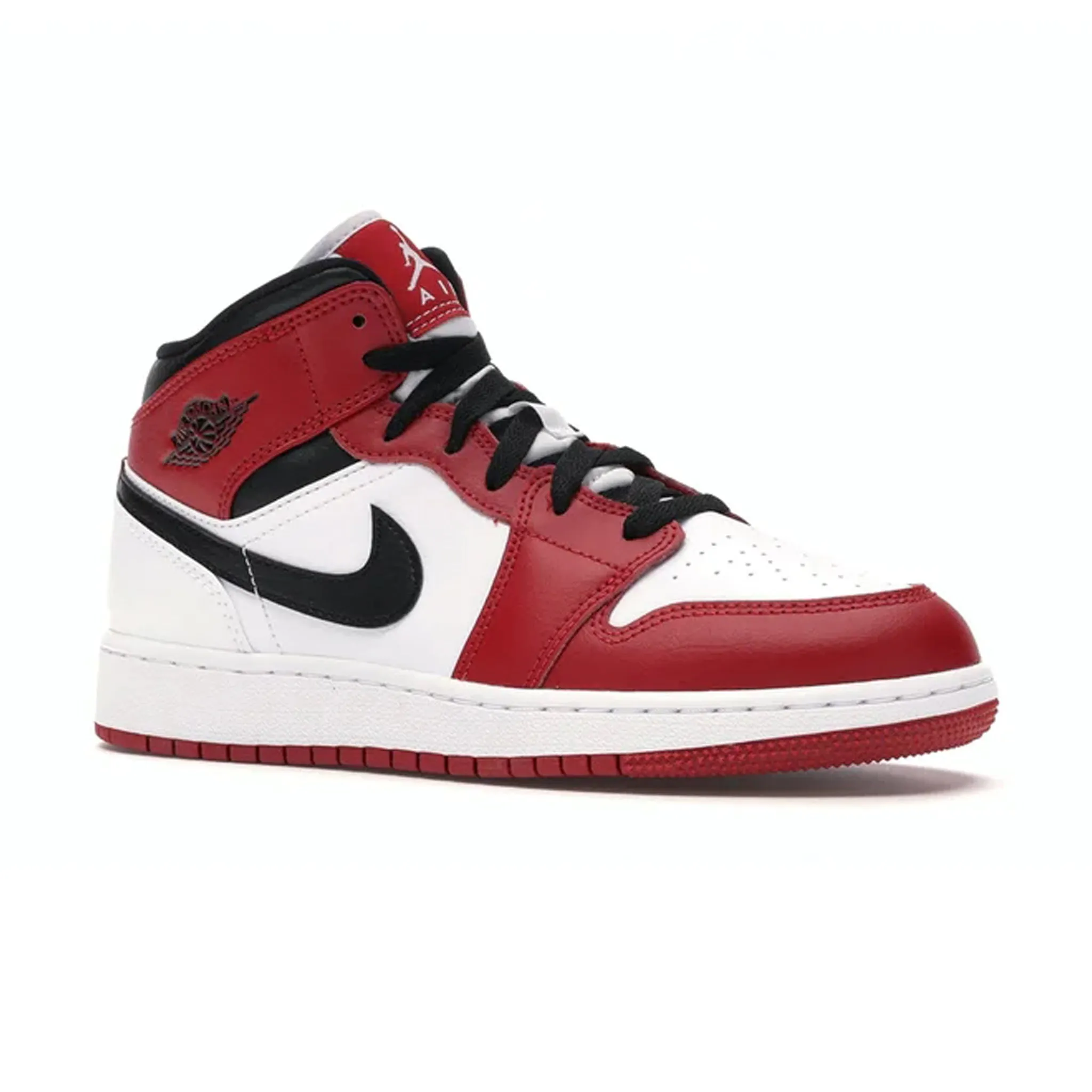 Air Jordan 1 Mid Chicago 2020 (GS) - Google SEO result: Red and white Air Jordan 1 Mid sneakers, released in 2020, suitable for 