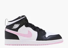 Air Jordan 1 Mid Light Arctic Pink for toddlers and preschoolers, available for purchase.