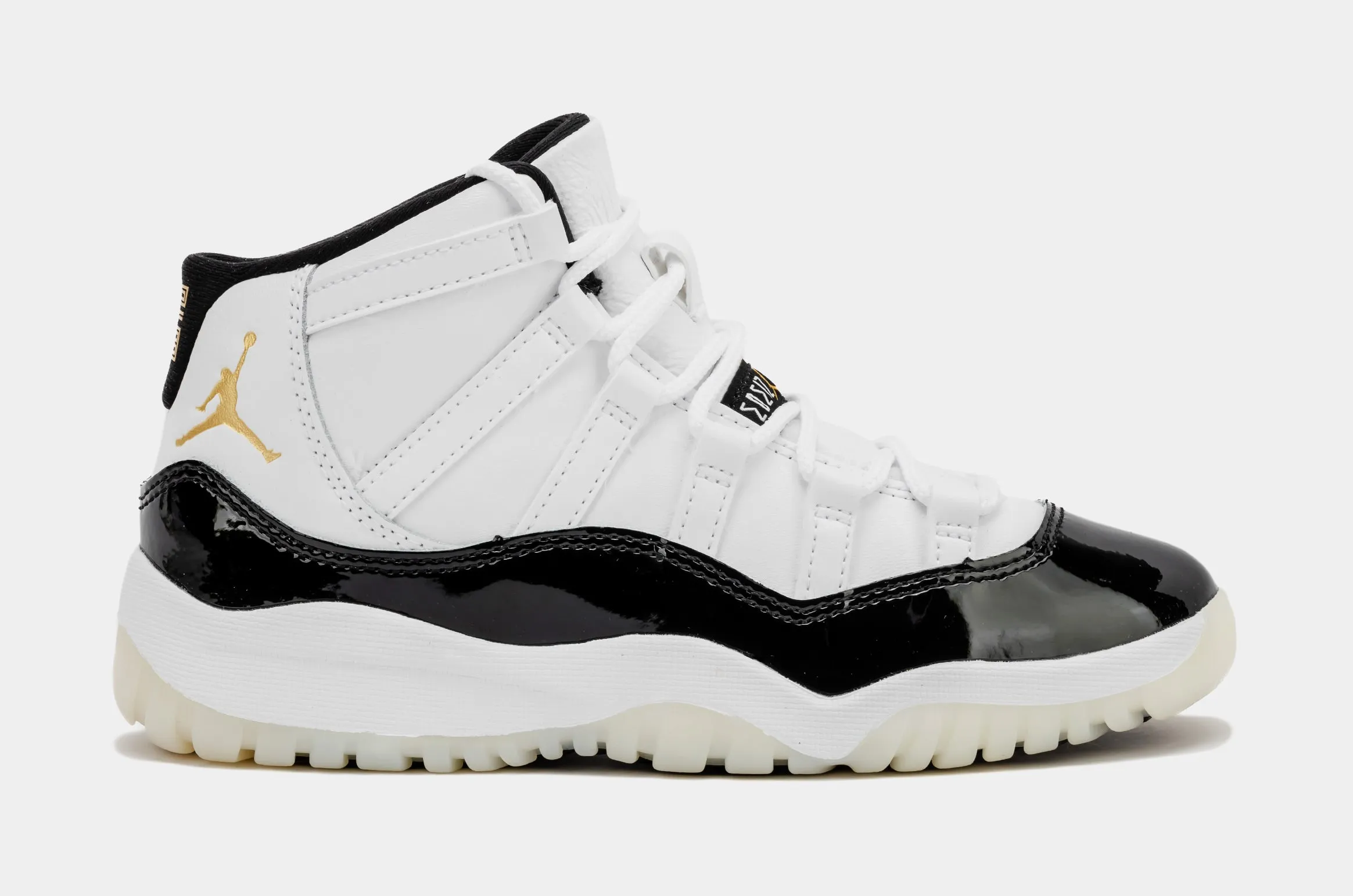 Air Jordan 11 Retro Preschool Shoes, White/Gold/Black