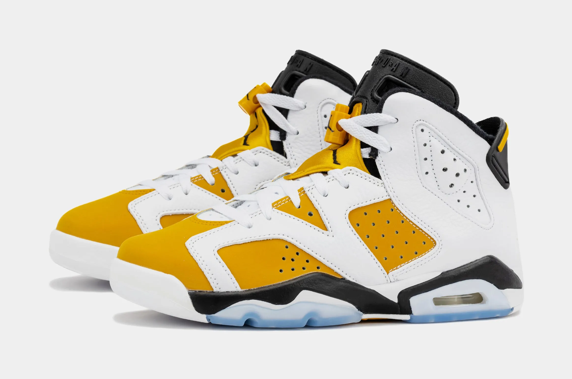 Air Jordan 6 Retro Yellow Ochre Grade School Shoes (White/Yellow Ochre/Black) with Free Shipping