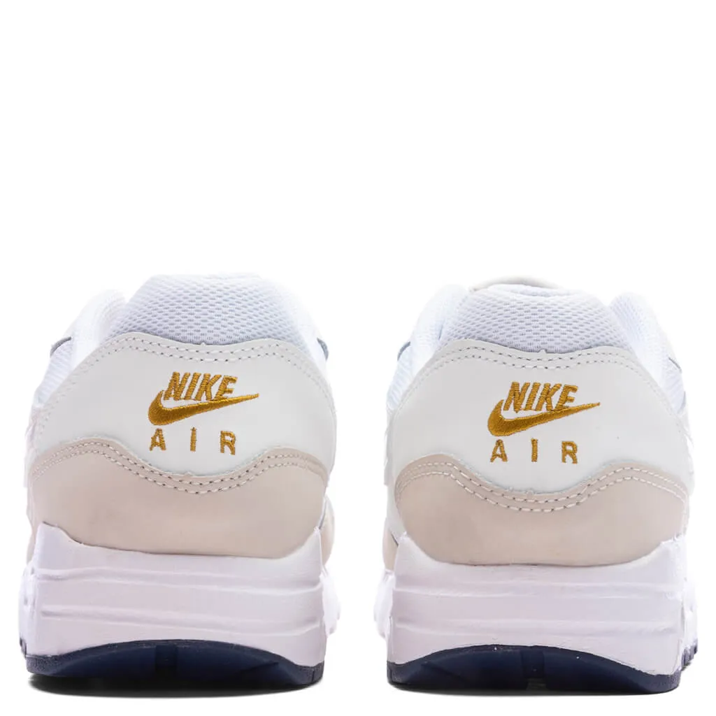 Air Max 1 (Grade School) - White/Light Orewood Brown/Bronzine