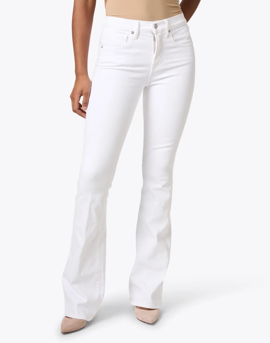 Beverly White High Rise Flare Stretch Jean