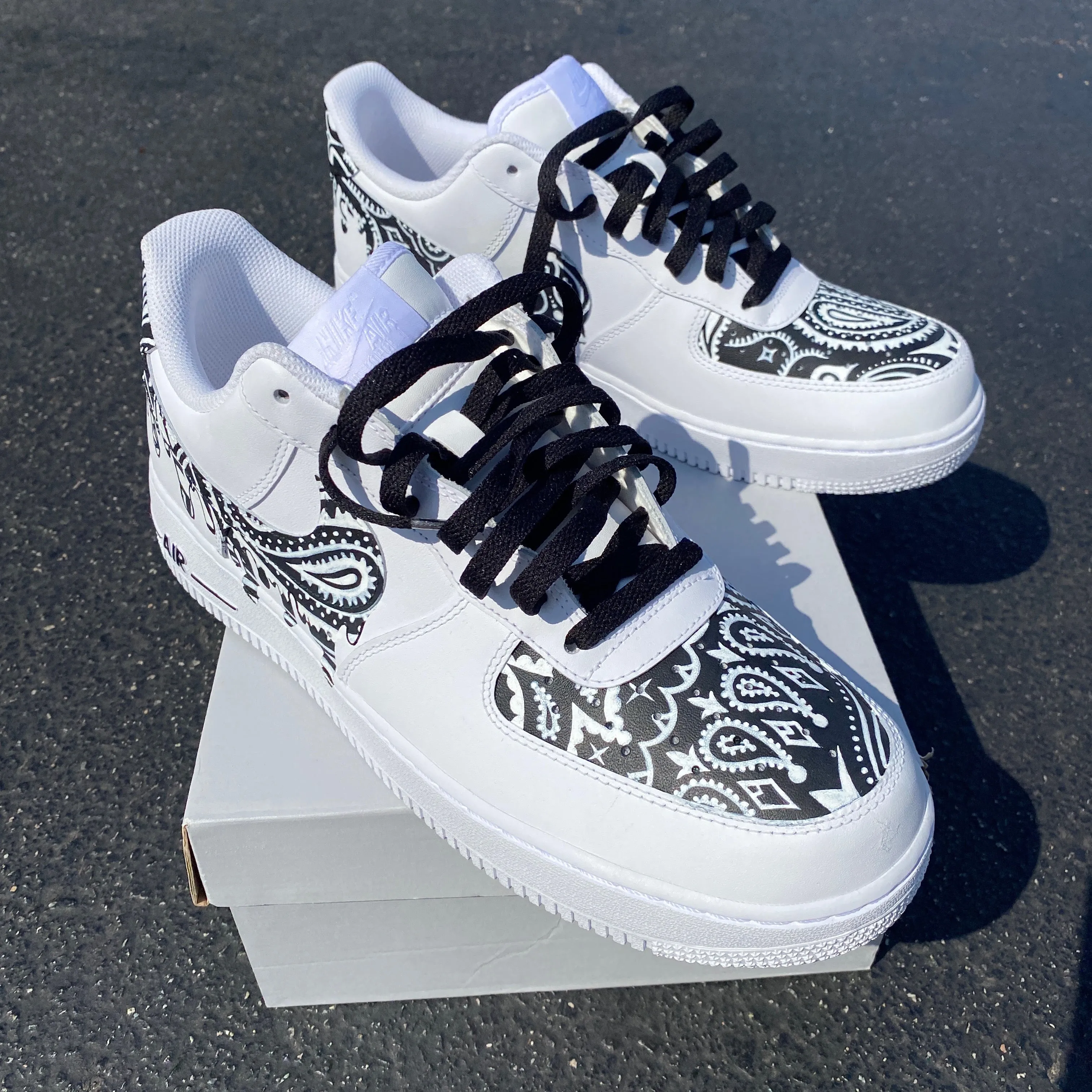 Black Bandana Drip Nike Air Force 1 Low - Hand Painted Custom Design