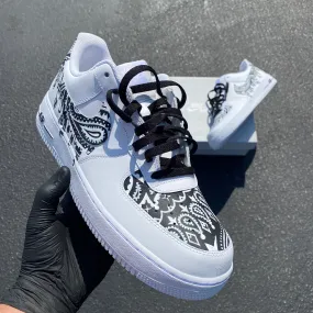 Black Bandana Drip Nike Air Force 1 Low - Hand Painted Custom Design