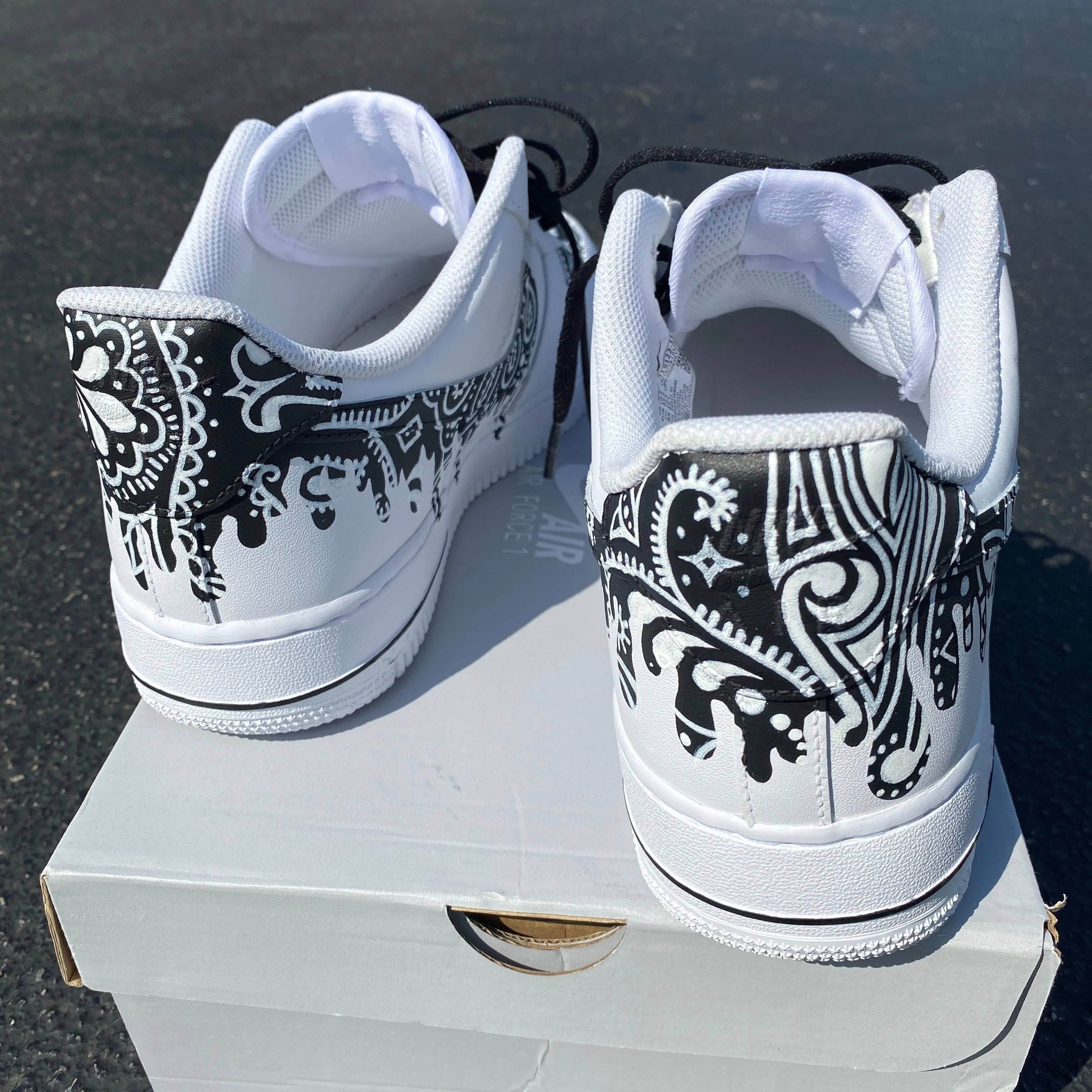 Black Bandana Drip Nike Air Force 1 Low - Hand Painted Custom Design