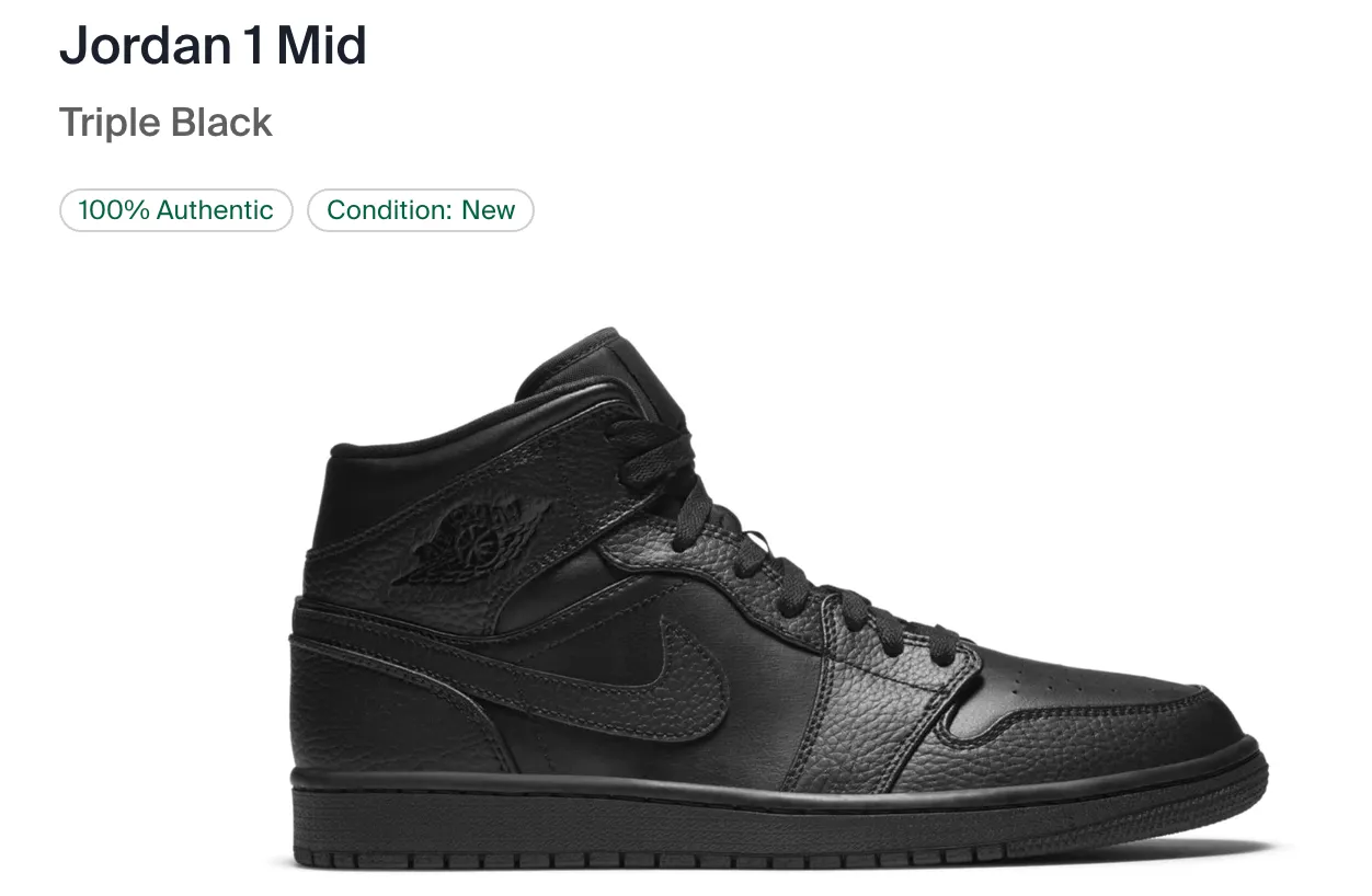 Black Jordan 1 Mid - Men's 12 - Customized - Invoice 1 of 2