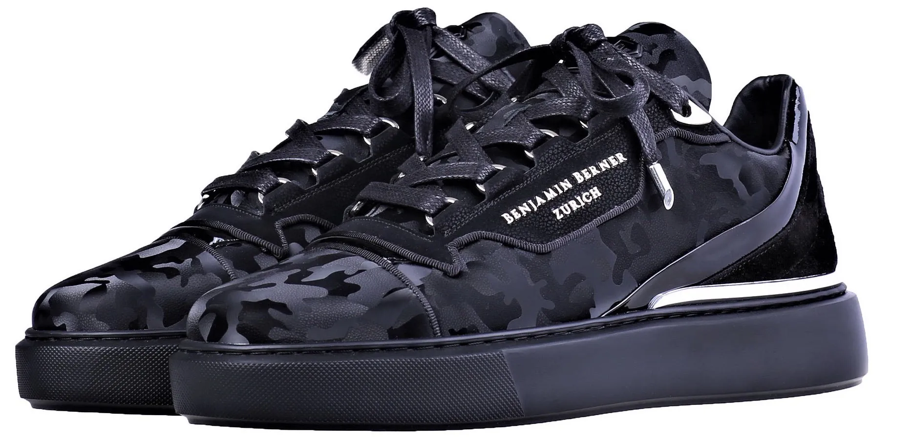 Black Reflective Camouflage Calfskin Low-Top Women's Sneakers – BNJ Raphael