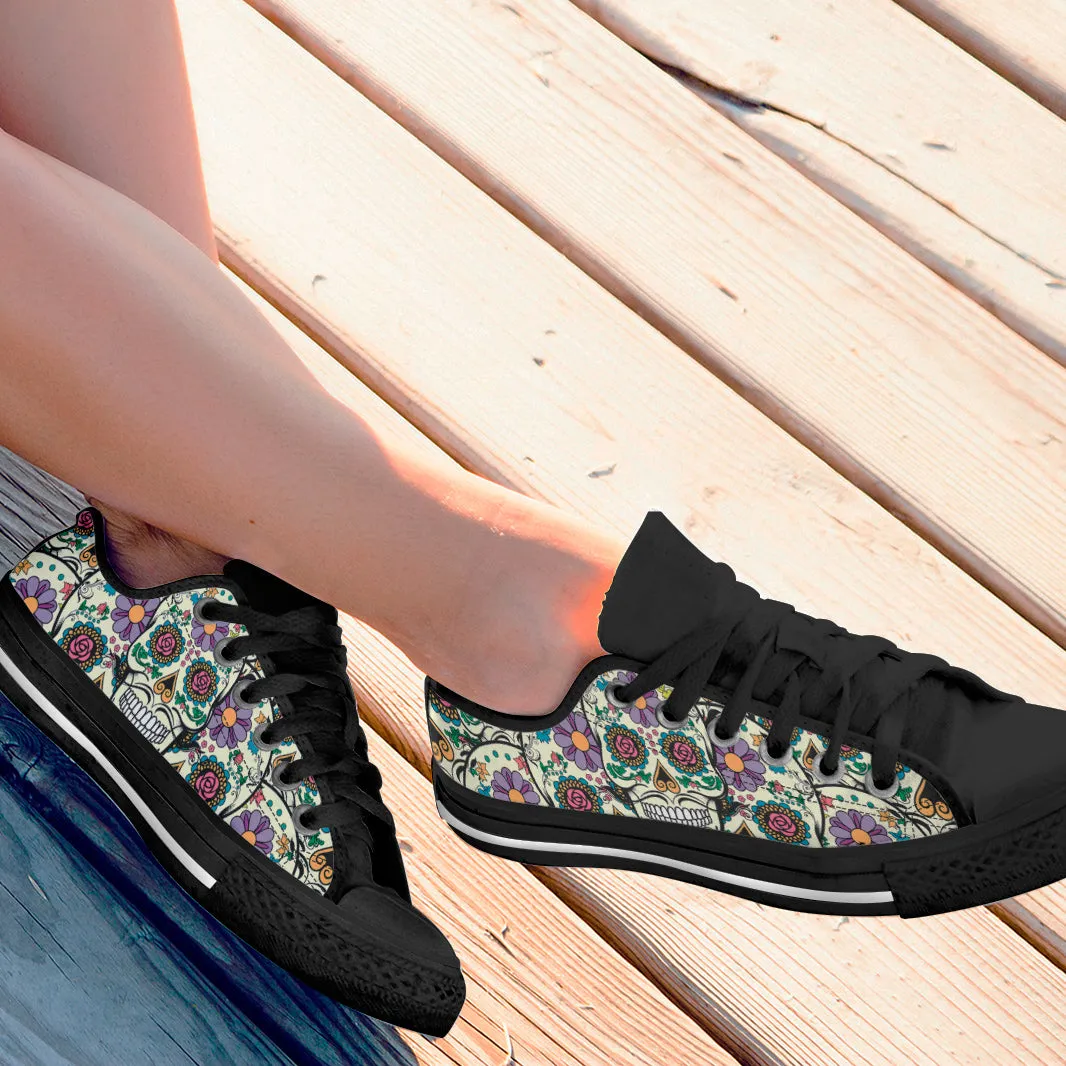 Black Violet Sugar Skull Low Top Sneakers