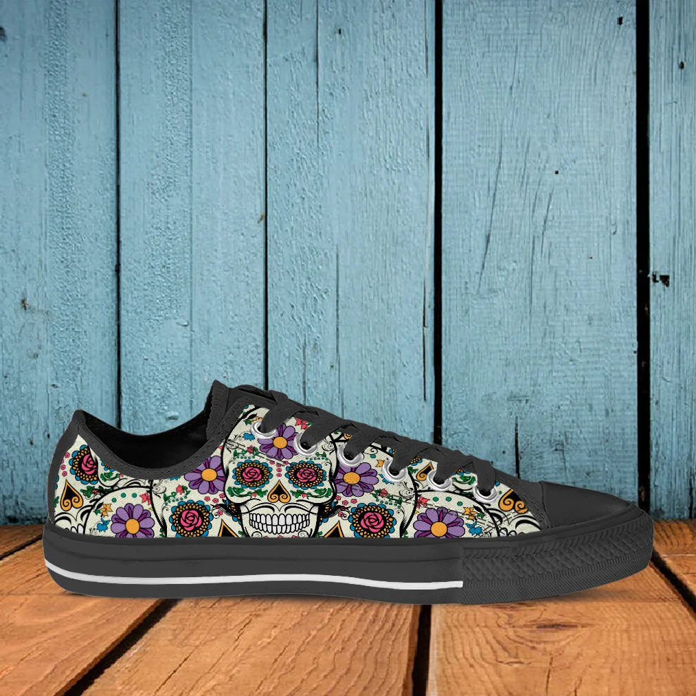 Black Violet Sugar Skull Low Top Sneakers