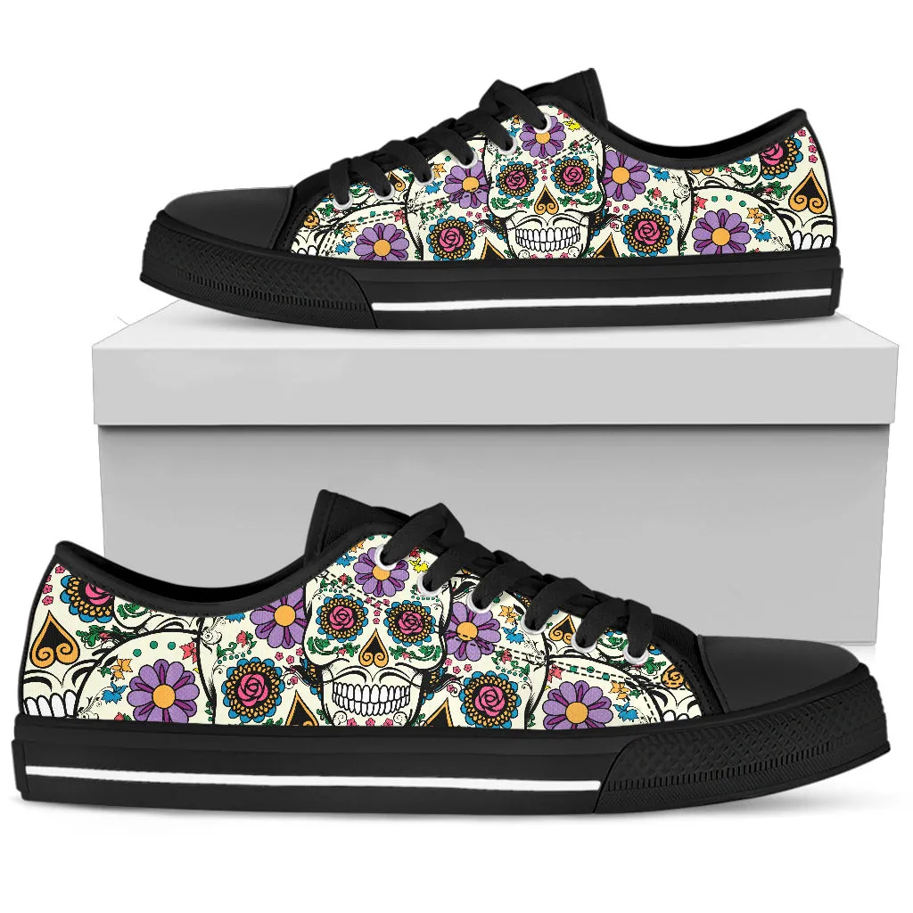 Black Violet Sugar Skull Low Top Sneakers