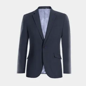  Blazer azul marino de lino esencial de 1 botón