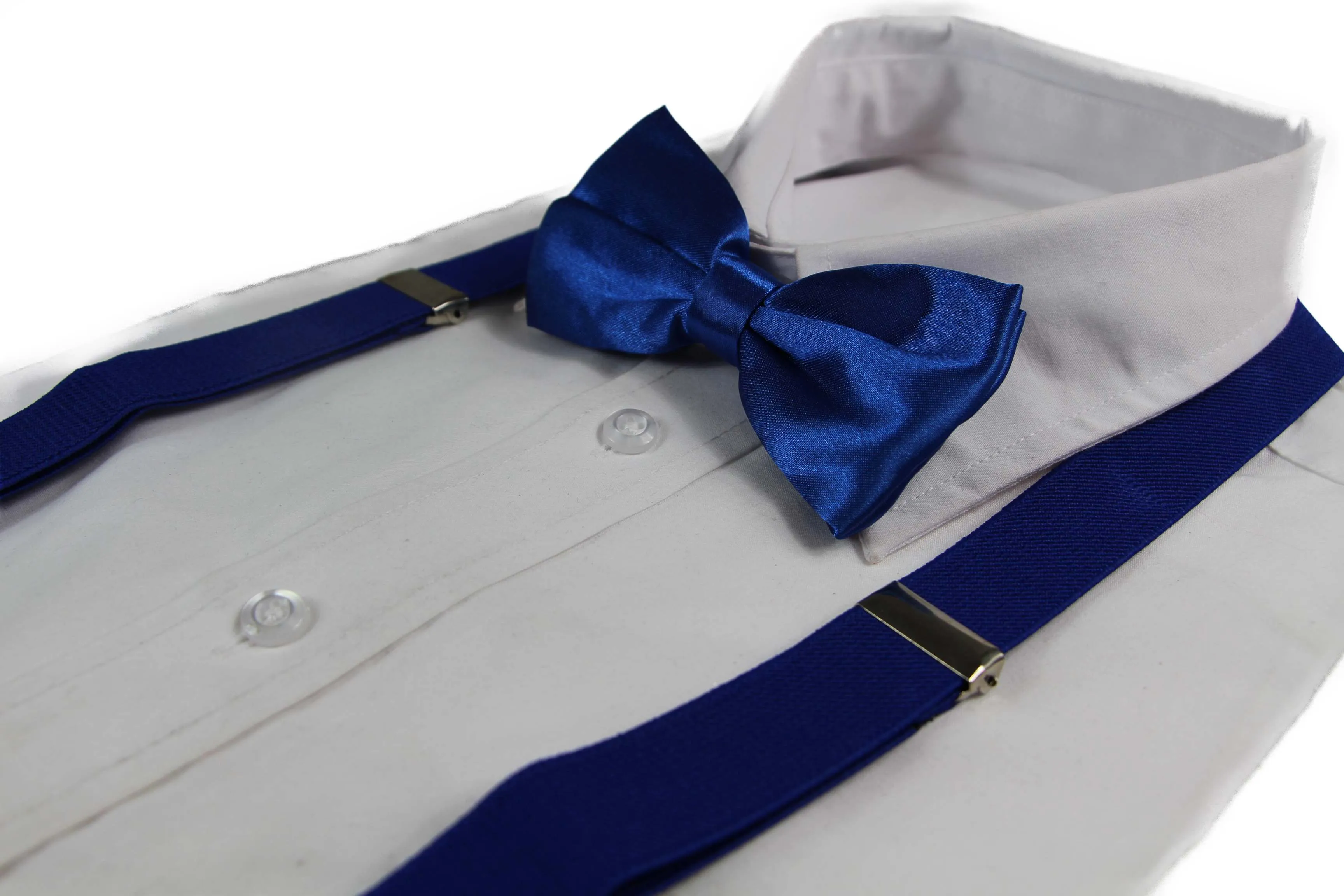 Blue Men's 100cm Suspenders and Bow Tie Set - Contemporary and Stylish