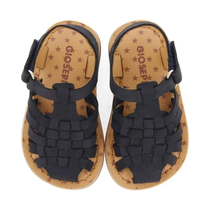 BLUE NAVY LEATHER CRAB STYLE SANDALS FOR BABY HARRAH