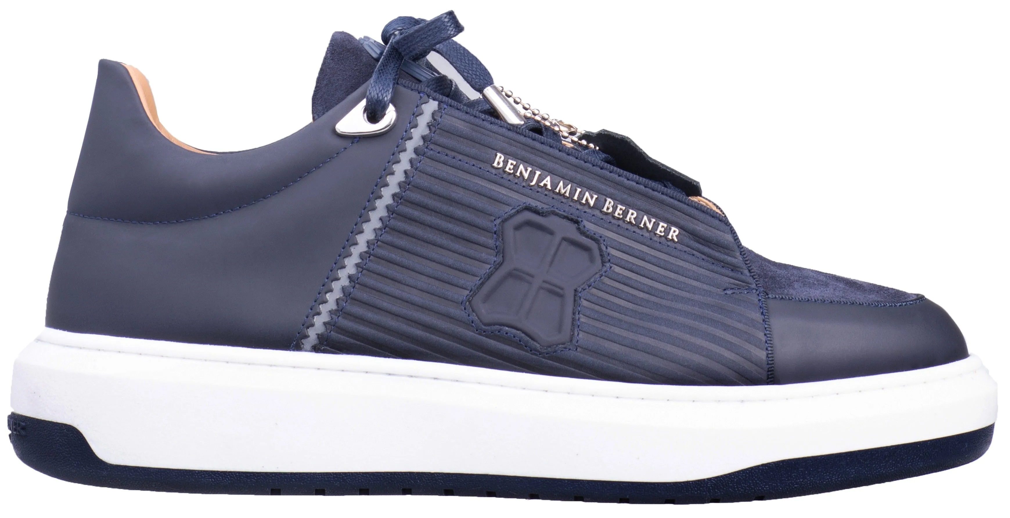 BNJ 3-D Striped Nubuck-Suede - Navy