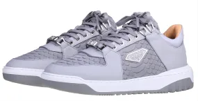 BNJ SIGMA Ice Grey Python Cut Low-Top Sneakers