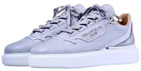 BNJ Women's Ice Grey Matt Crocodile Low-Top Sneakers