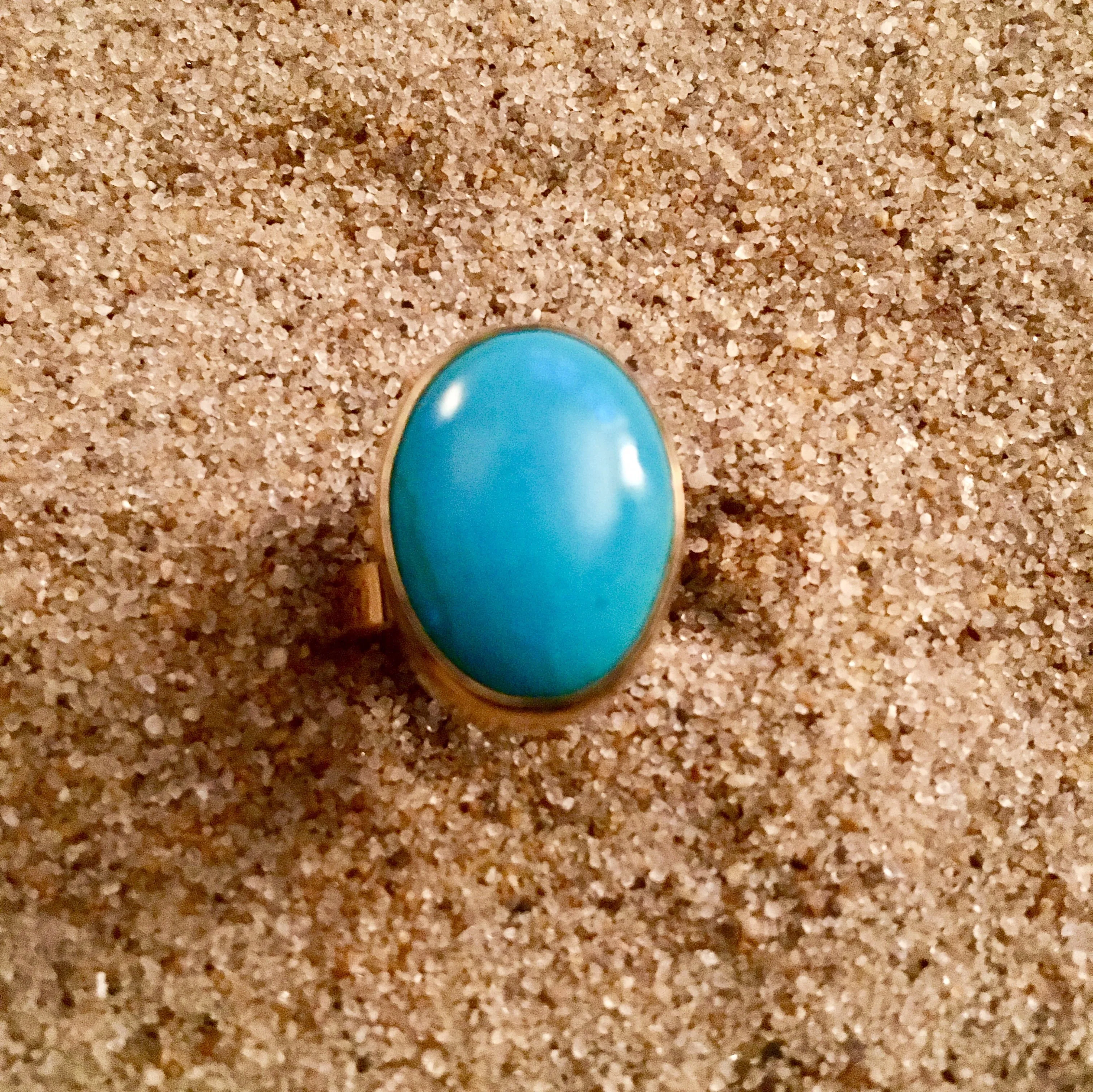 Bronze Ring with Turquoise Oval - Medium