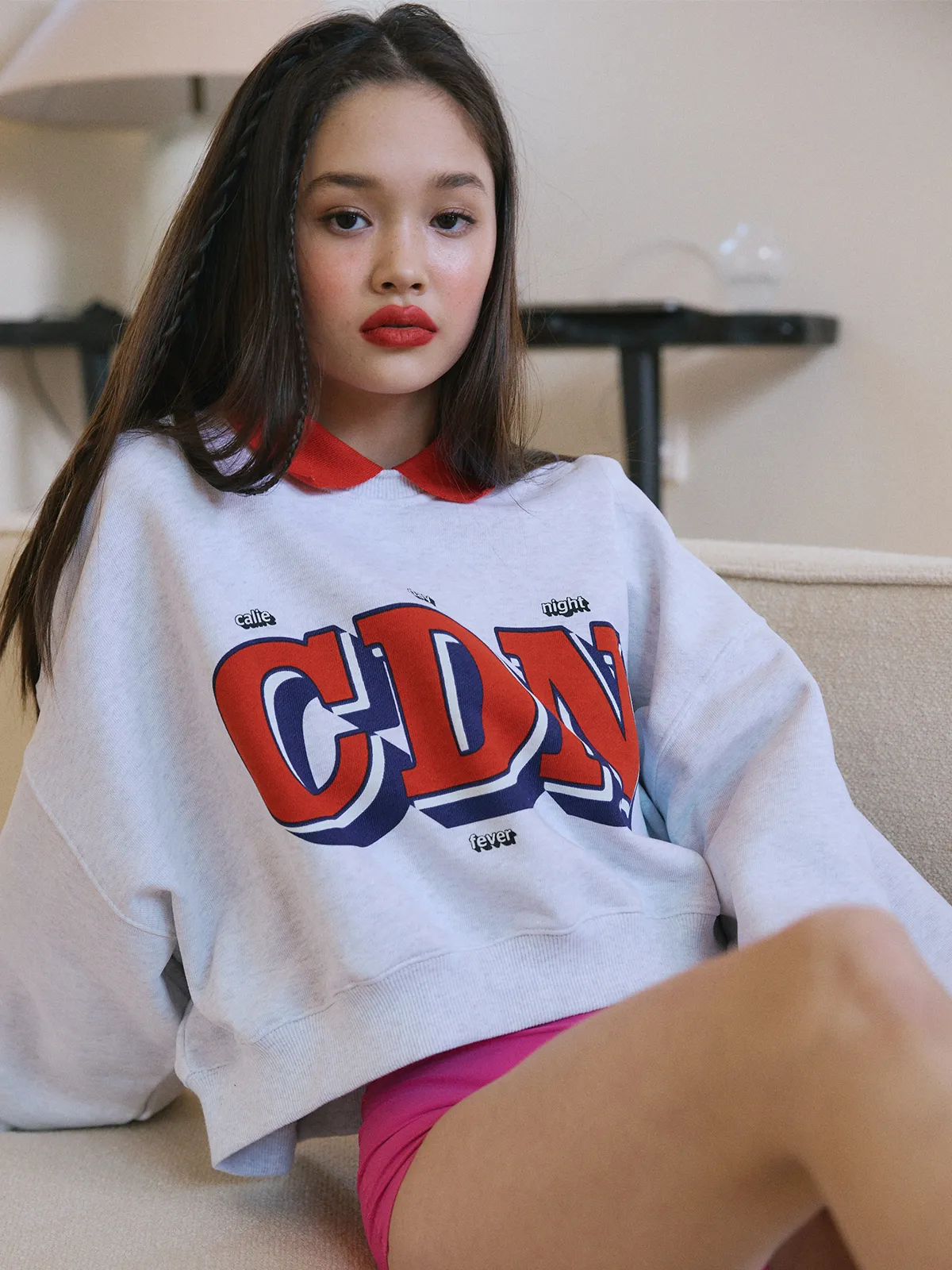 Calie | Lace-up Casual Style Street Style Long Sleeves Cotton Logo - Trendy and Comfortable