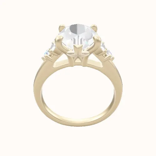 Cathedral Band with Marquise & Round Diamond Sidestones Engagement Ring With X Gallery Head