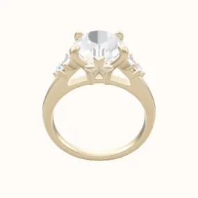 Cathedral Band with Marquise & Round Diamond Sidestones Engagement Ring With X Gallery Head