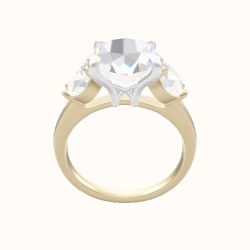 Cathedral Band with Round Sidestones Engagement Ring With X Gallery Head