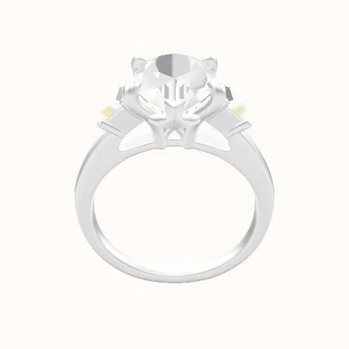 Cathedral Band with Trapezoid Sidestones Engagement Ring With X Gallery Head