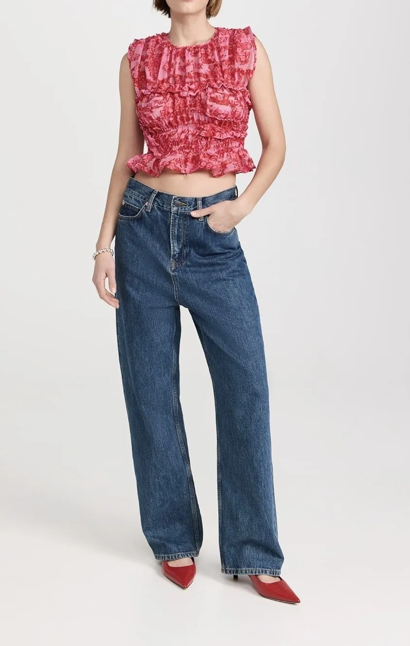 Cecilie Bahnsen Flower Patterns Cropped Tops