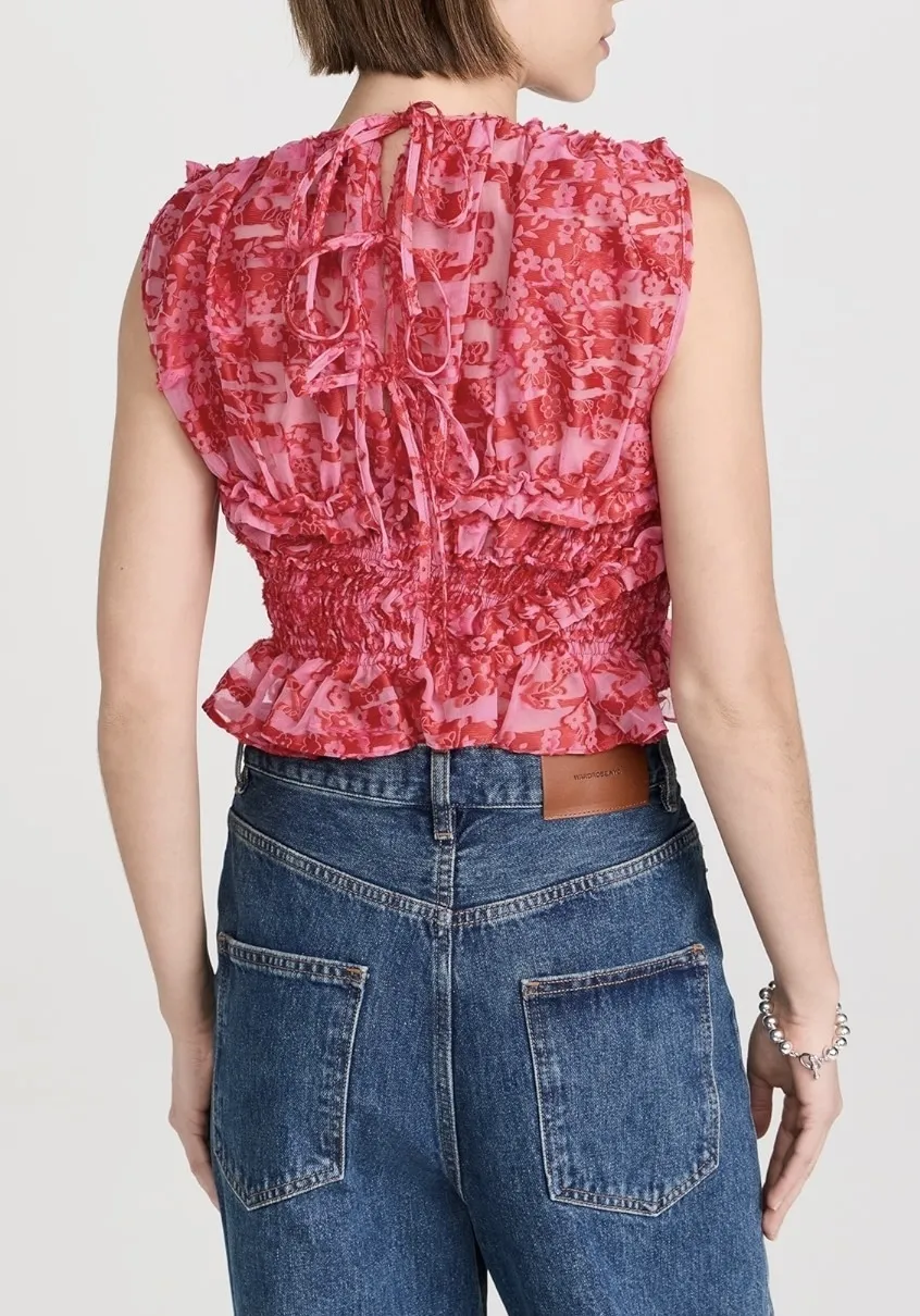 Cecilie Bahnsen Flower Patterns Cropped Tops