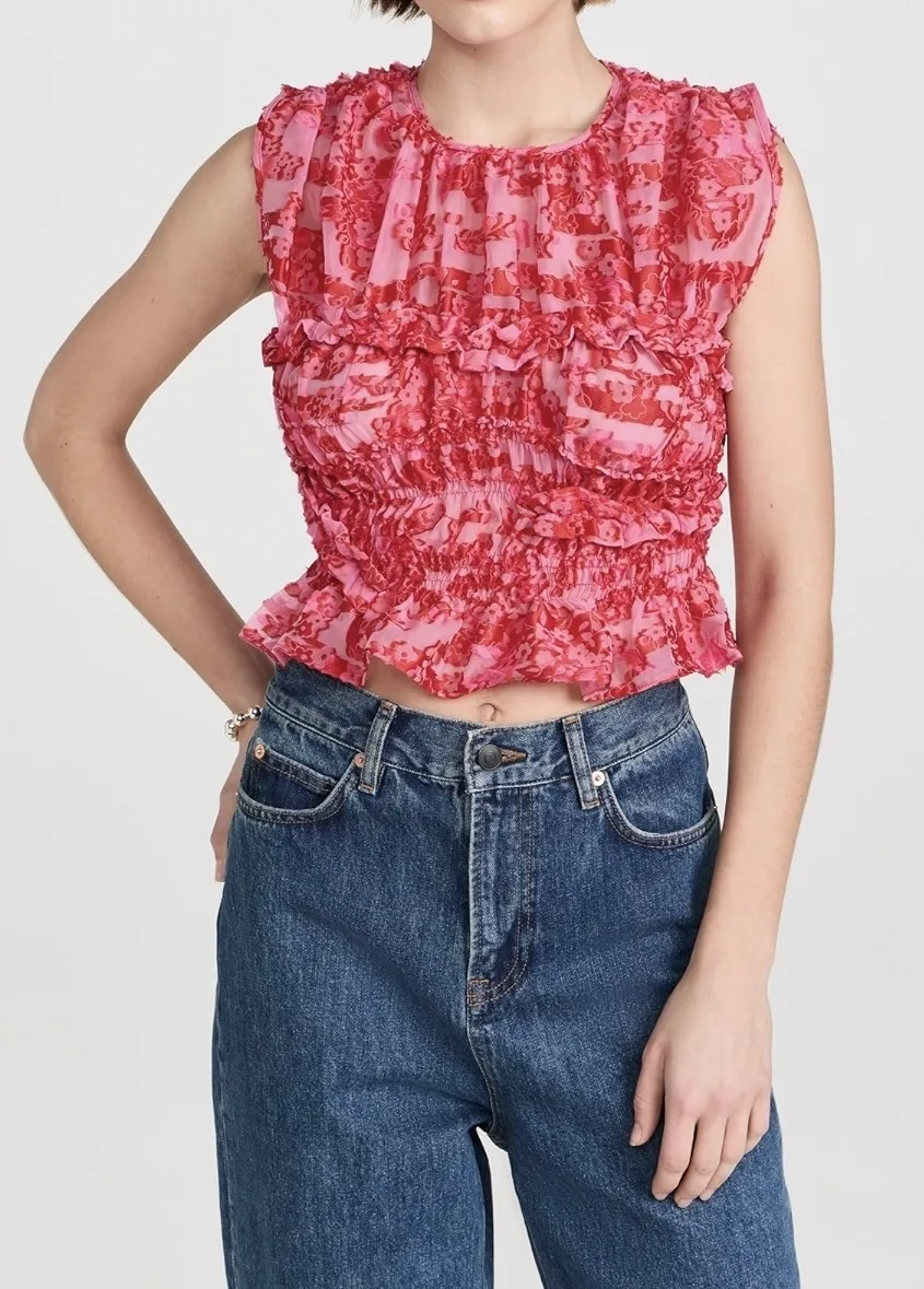 Cecilie Bahnsen Flower Patterns Cropped Tops