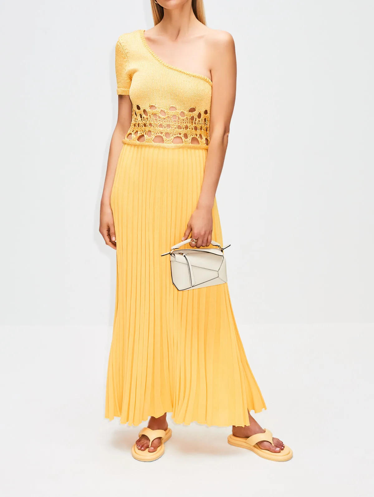 Christopher Esber Yellow Crochet One Shoulder Dress - $970 RRP