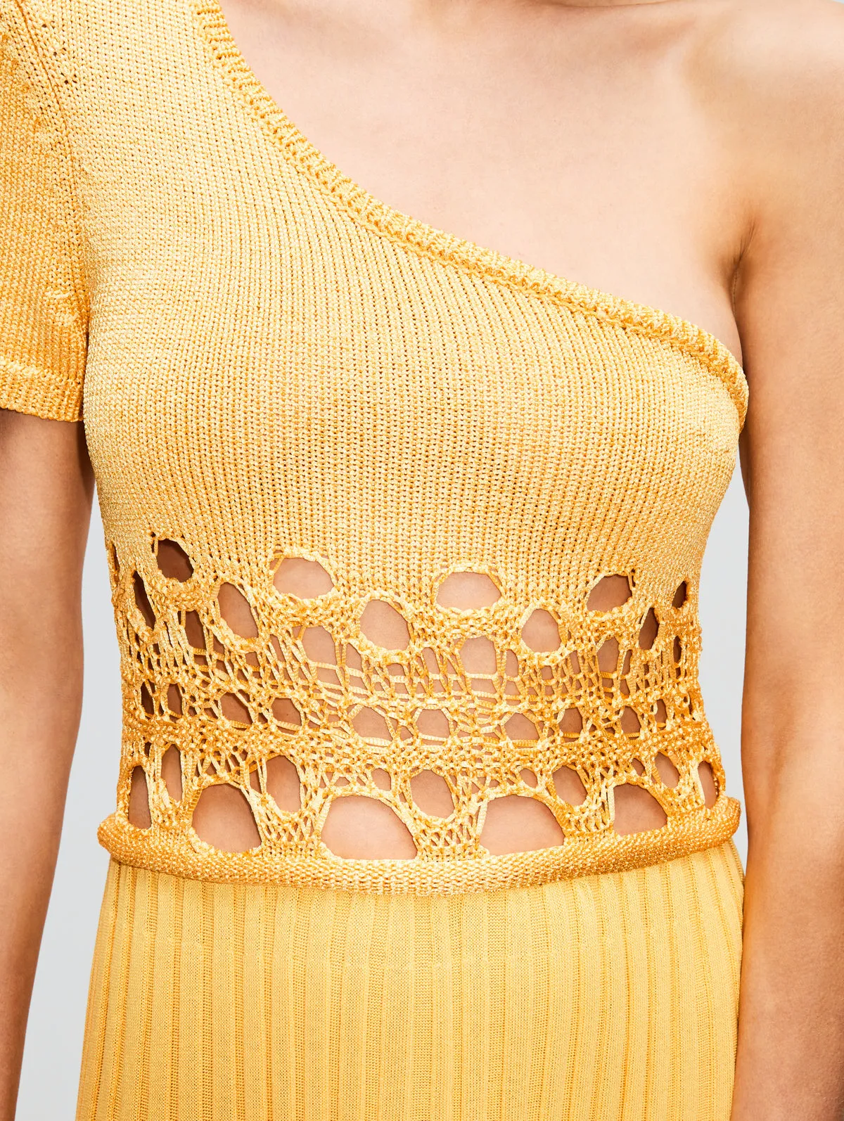 Christopher Esber Yellow Crochet One Shoulder Dress - $970 RRP