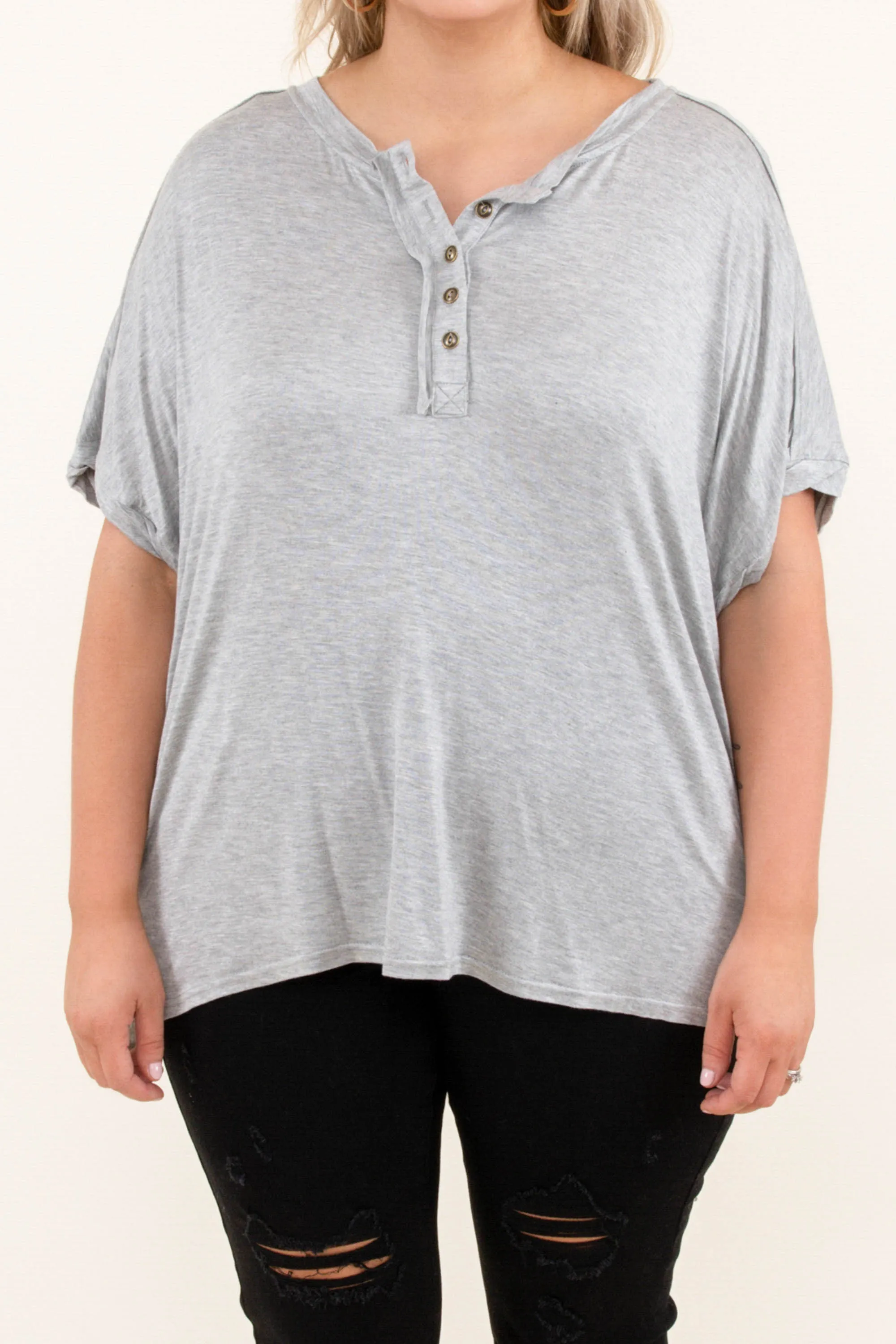 Closed Eyes Top, Heather Gray.